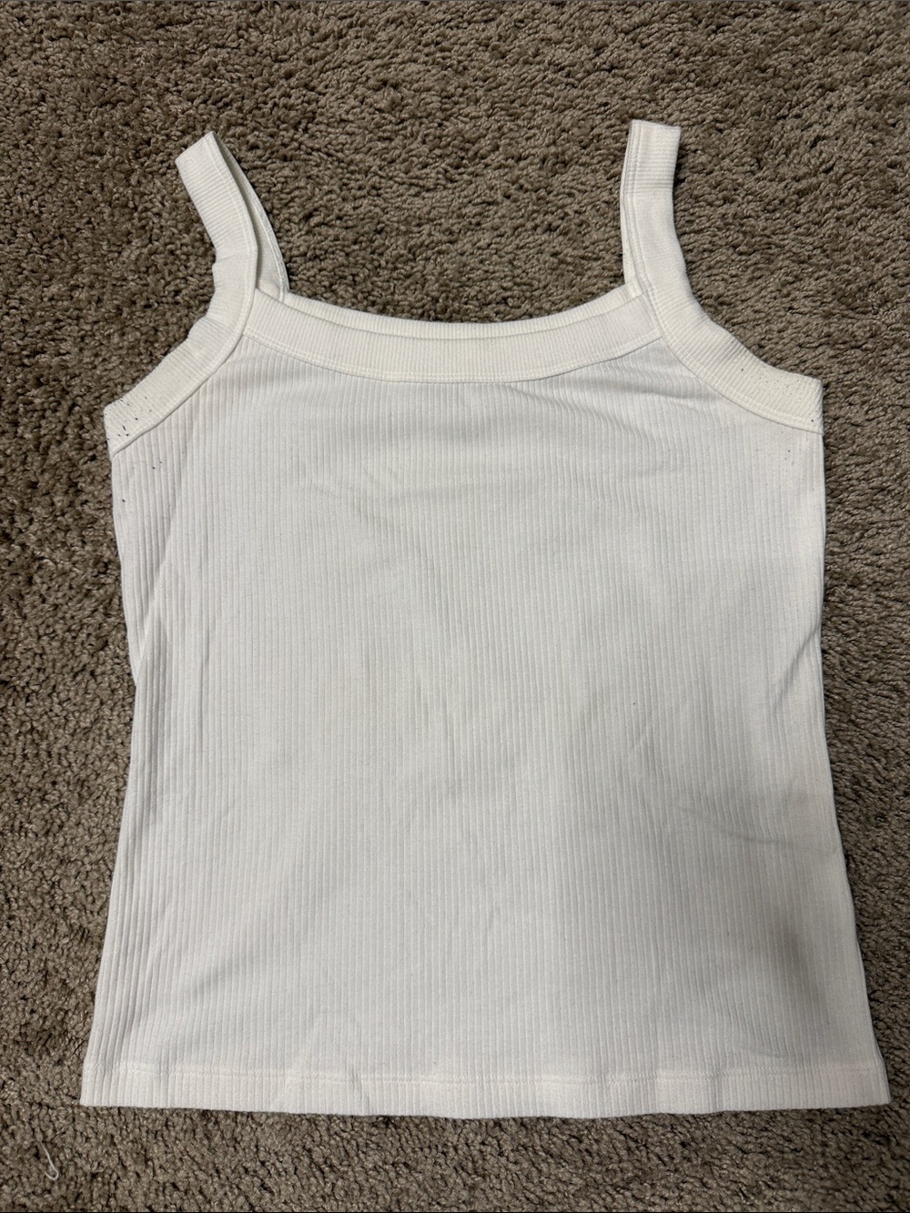 American Eagle Outfitters White Ribbed Square-Neck Camisole